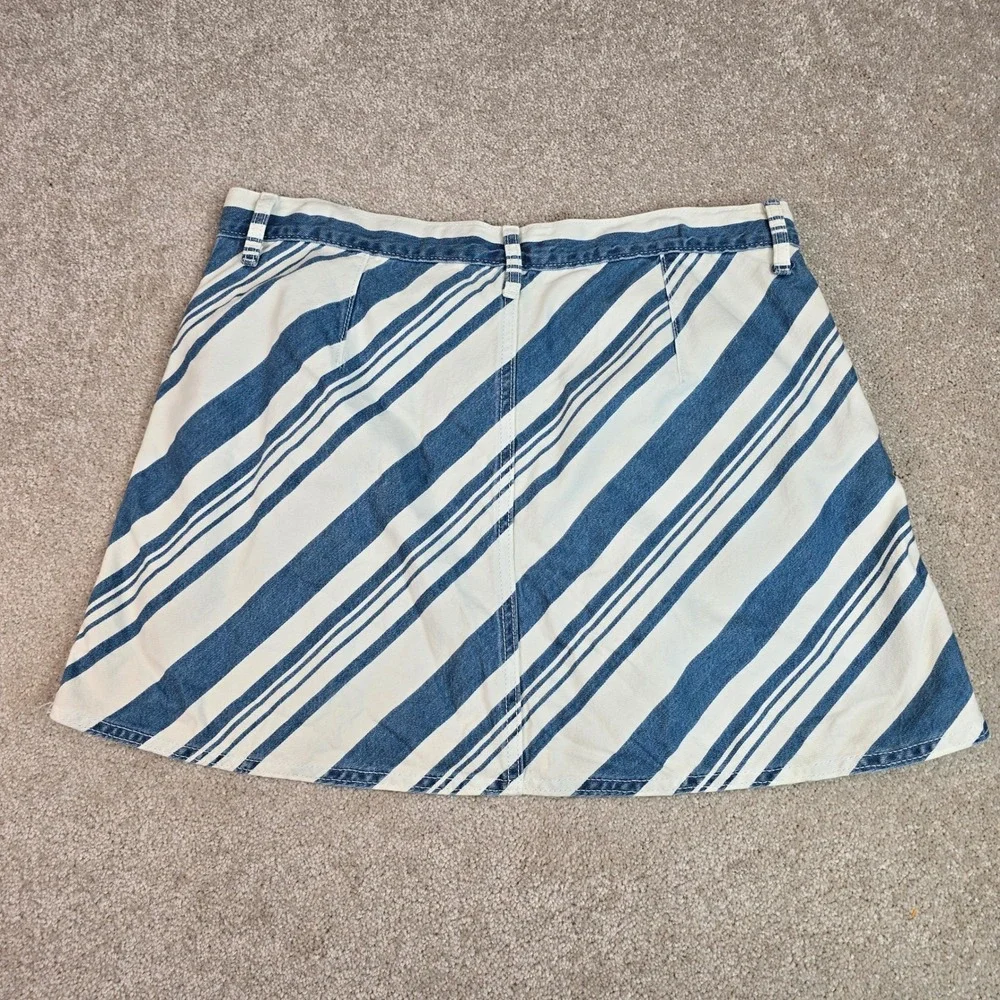Universal Thread Blue White Diagonal Stripe Denim Mini Skirt‎ Womens 12 A-Line